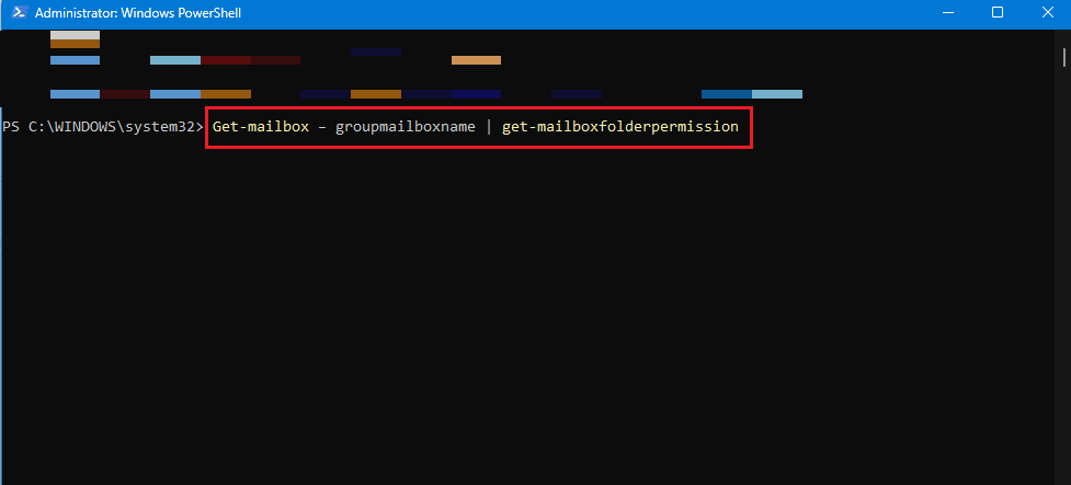 powershell中获取邮箱文件夹权限命令