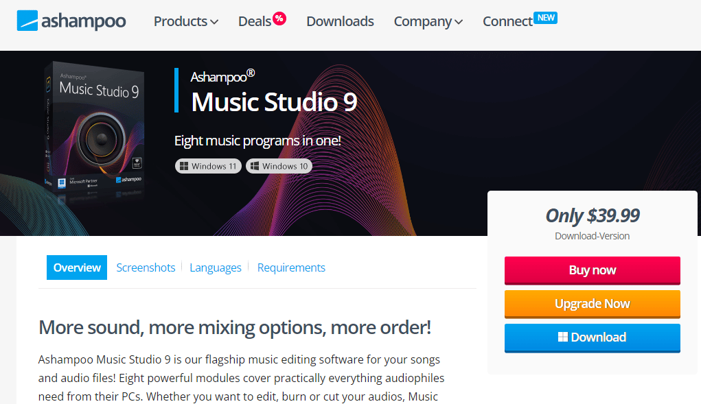 Studio muzyczne Ashampoo. 20 najlepszych darmowych programów do edycji dźwięku