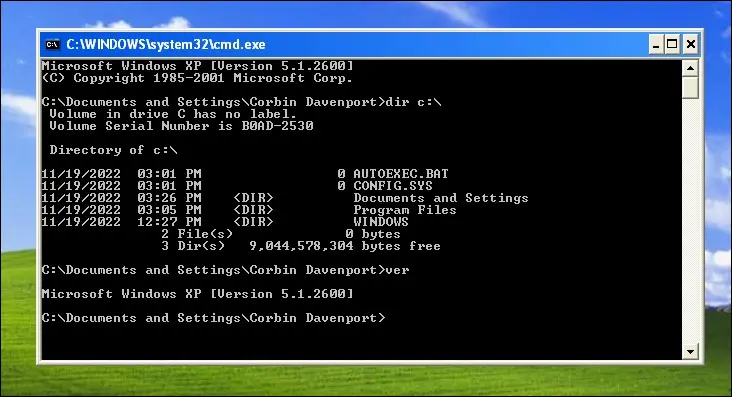 Wiersz polecenia w systemie Windows XP