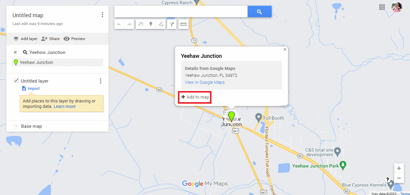 Haritaya ekle'ye tıklayın