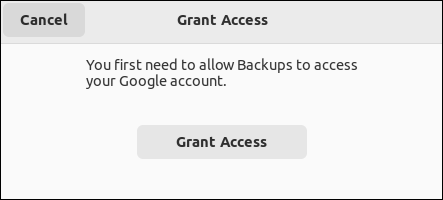 Concessione dell'autorizzazione deja dup per accedere al tuo Google Drive