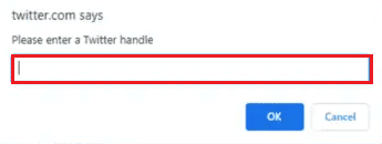 inserisci l'handle di Twitter nel bookmarklet di Twitter. Come eliminare un account Twitter sospeso