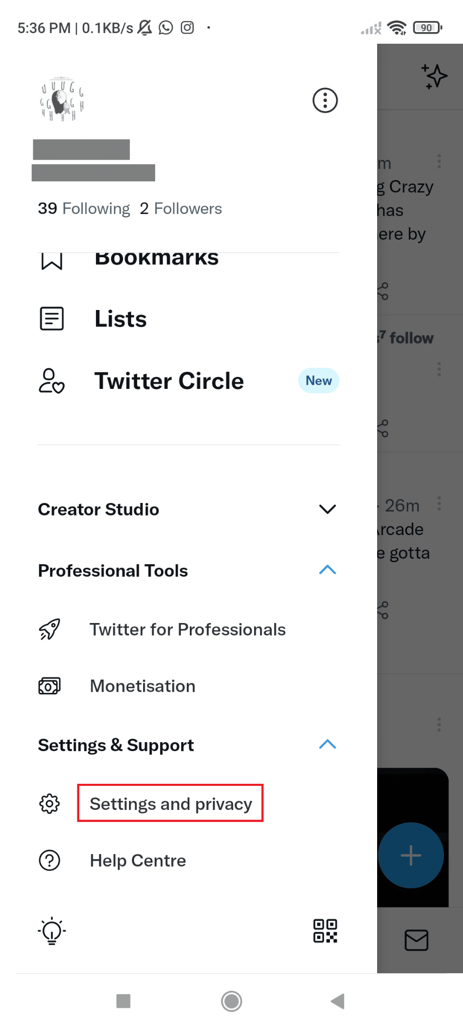 tocca su Impostazioni e privacy. Come eliminare un account Twitter sospeso