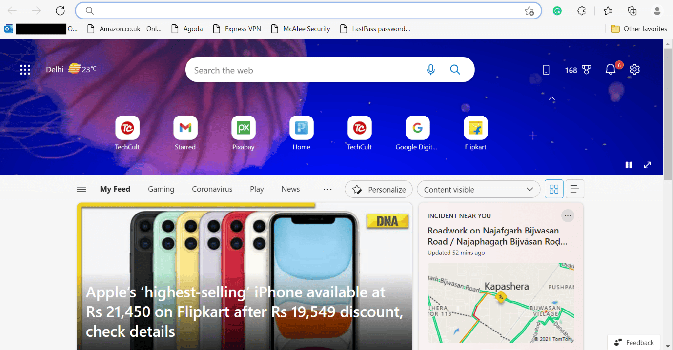 gösterilen microsoft edge web sayfası