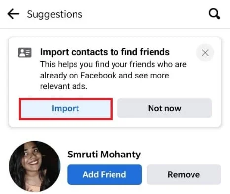 Ketuk opsi Impor