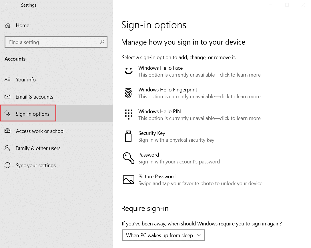 帐户设置中的登录选项。如果 Windows 10 一直锁定自己怎么办？