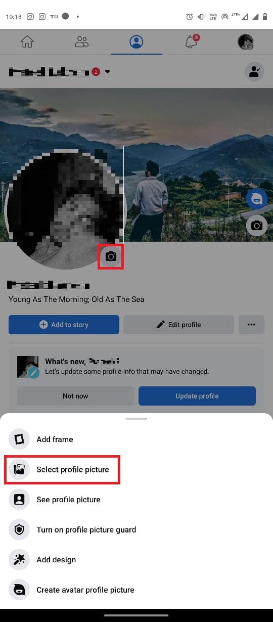ketuk Pilih gambar profil. Perbaiki Tidak Bisa Mengubah Gambar Profil Messenger di Android
