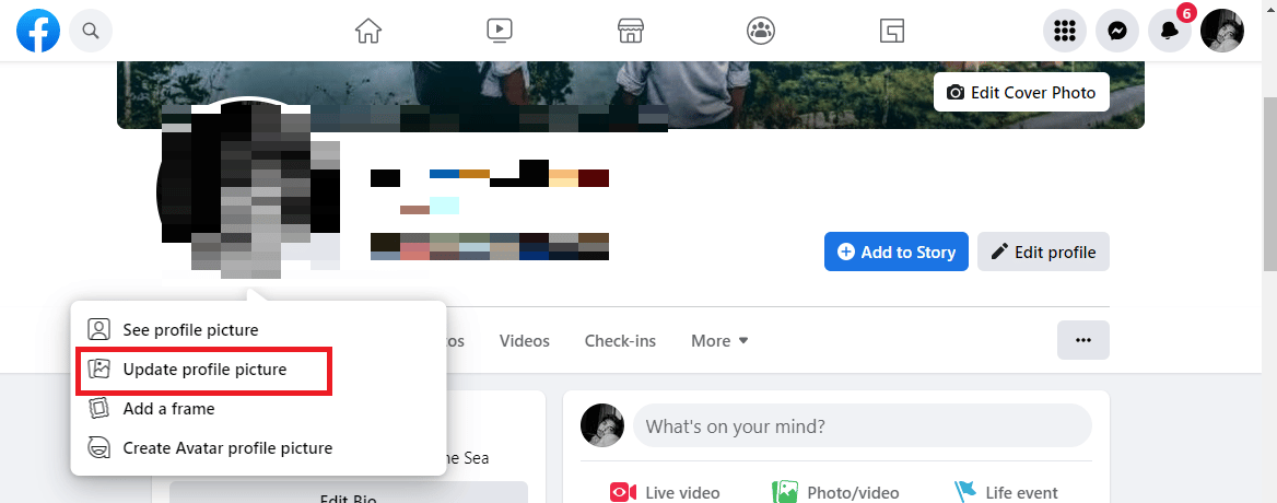 klik pada Perbarui gambar profil. Perbaiki Tidak Bisa Mengubah Gambar Profil Messenger di Android