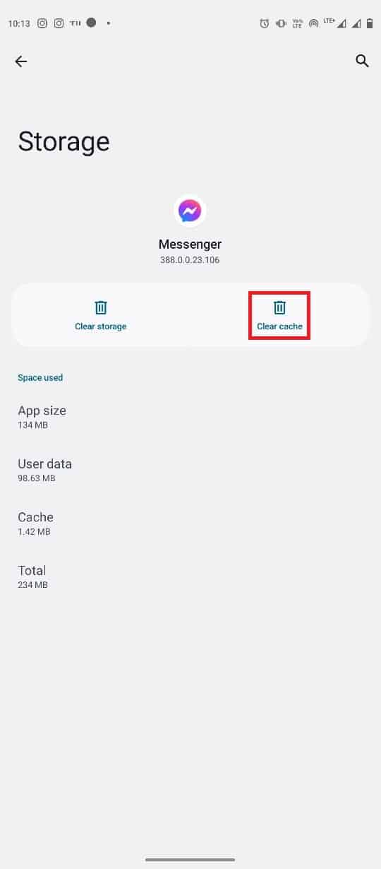 temukan dan ketuk tombol Hapus cache. Perbaiki Tidak Bisa Mengubah Gambar Profil Messenger di Android