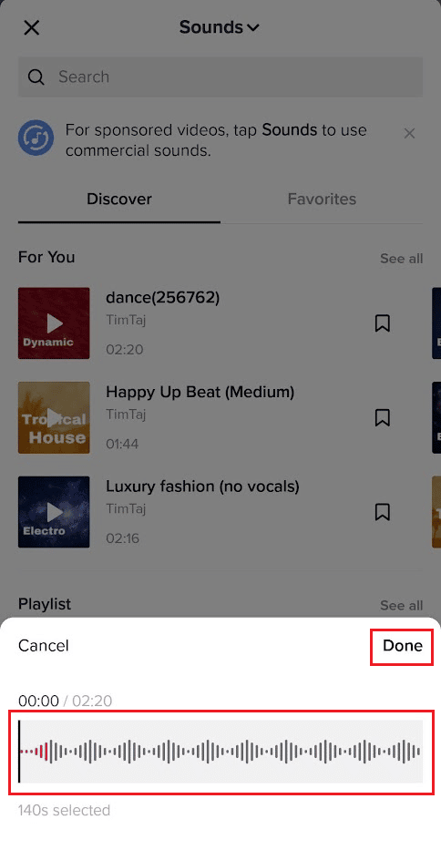اضبط شريط التمرير لقص الصوت واضغط على تم | كيفية قص الصوت على TikTok
