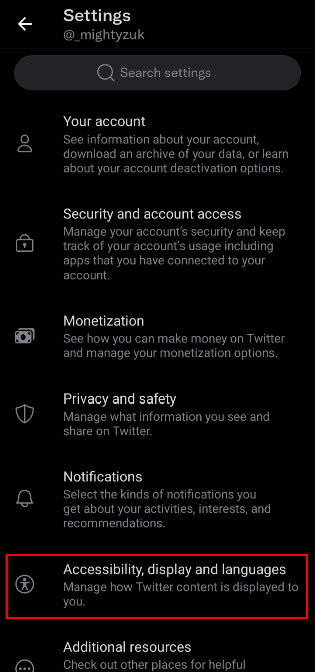 În setări, atingeți Accesibilitate, afișaj și limbi. | Pot dezactiva atingerea dublă a like-ului în Twitter?
