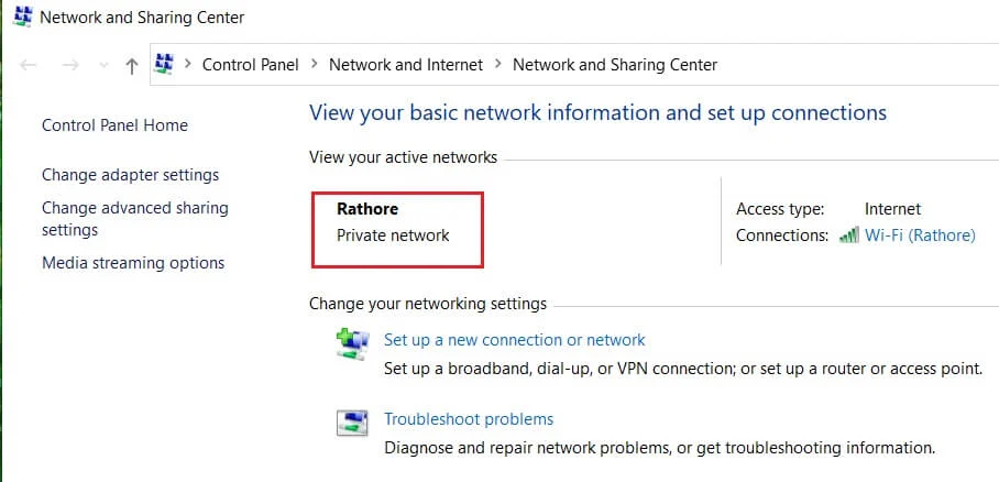 تحقق من أن الشبكة المدرجة تظهر كشبكة خاصة | تحافظ شبكة WiFi على قطع الاتصال في نظام التشغيل Windows 10