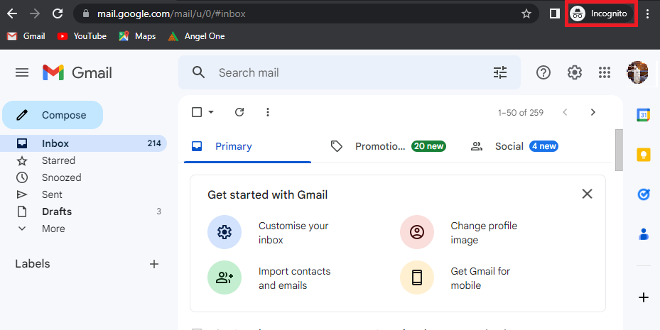 Ouvrir gmail en mode navigation privée