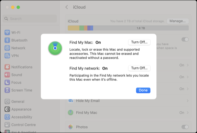 Disabilita Trova il mio Mac nelle Impostazioni di sistema di macOS