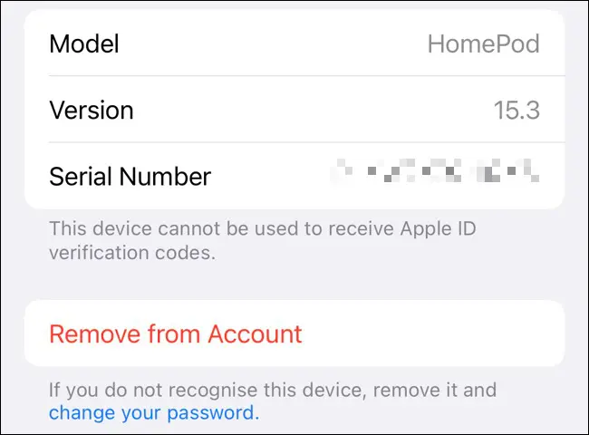 قم بإزالة HomePod من معرف Apple في إعدادات iOS