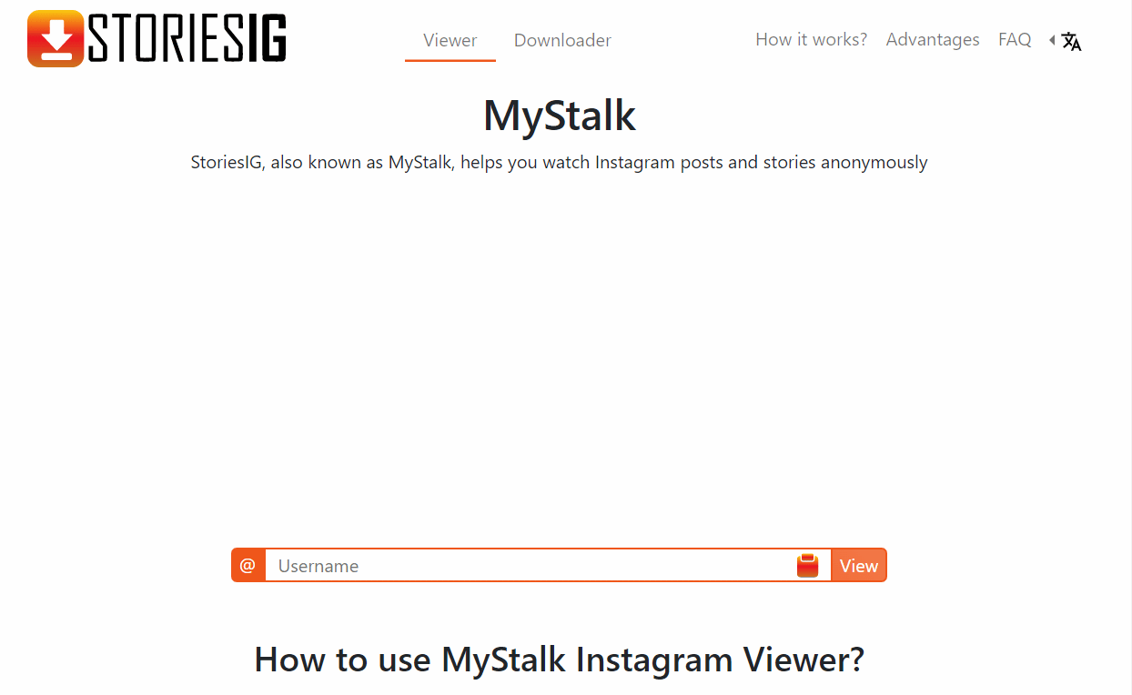 Masukkan nama pengguna di bilah pencarian di Mystalk | lihat posting dan cerita Instagram tanpa akun