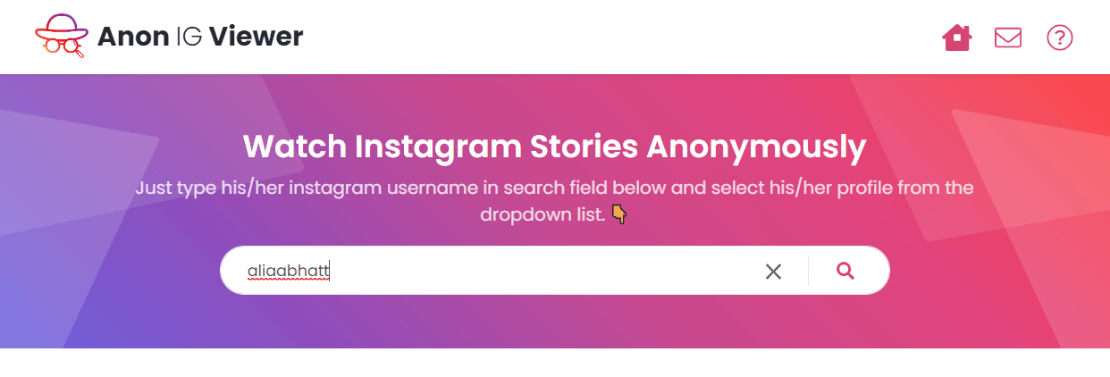 Cari profil yang diinginkan di Anon IG Viewer | lihat posting dan cerita Instagram tanpa akun