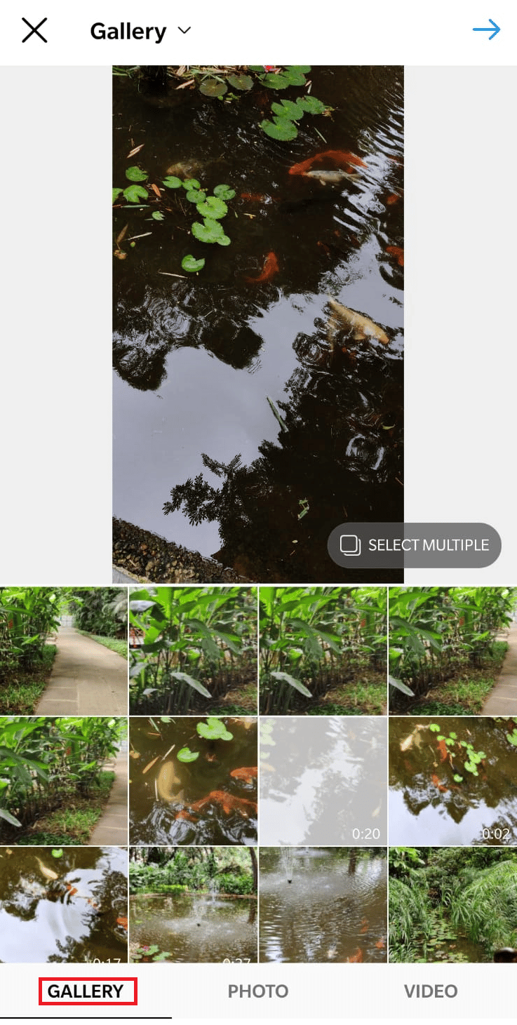 Wählen Sie das Porträtvideo aus der Galerie Ihres Telefons aus. | So erhalten Sie Instagram-Videos im Vollbildmodus
