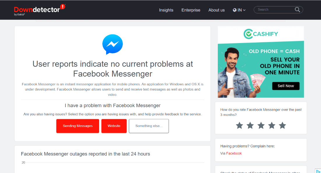 Compruebe el estado del servidor de mensajería. Las 10 mejores formas de corregir errores al cargar medios en Facebook Messenger