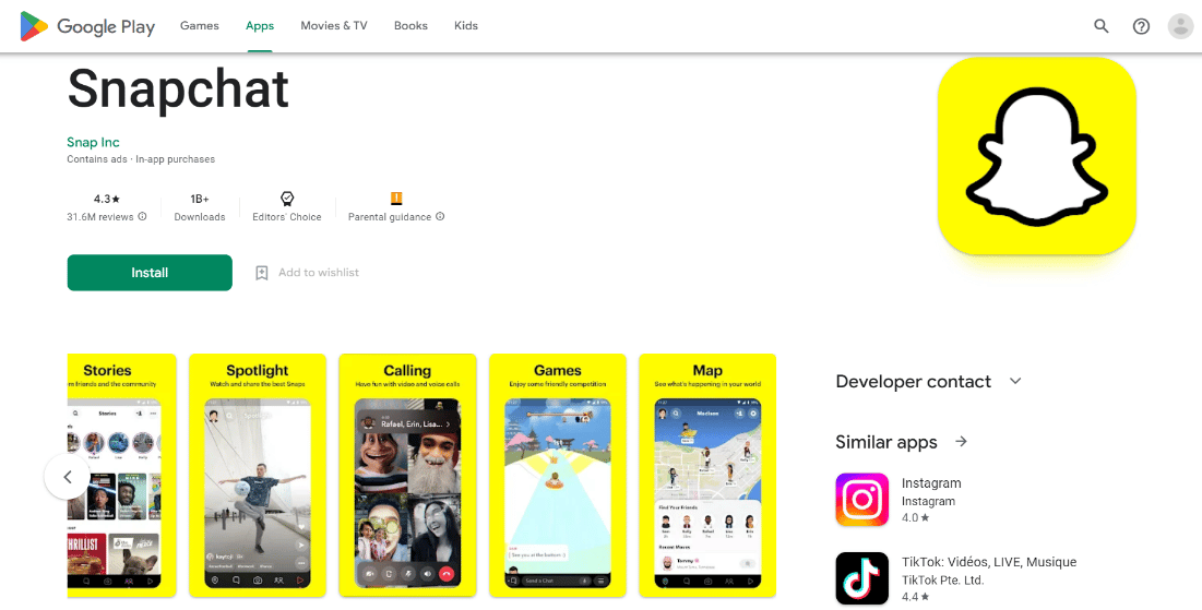 Snapchat-Playstore