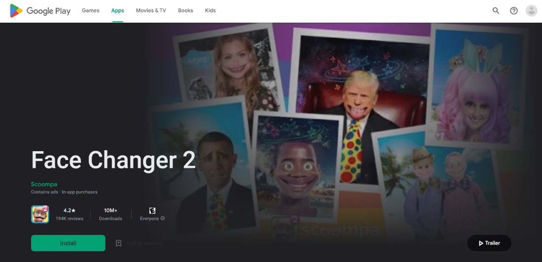 Gesichtswechsler 2 im Playstore