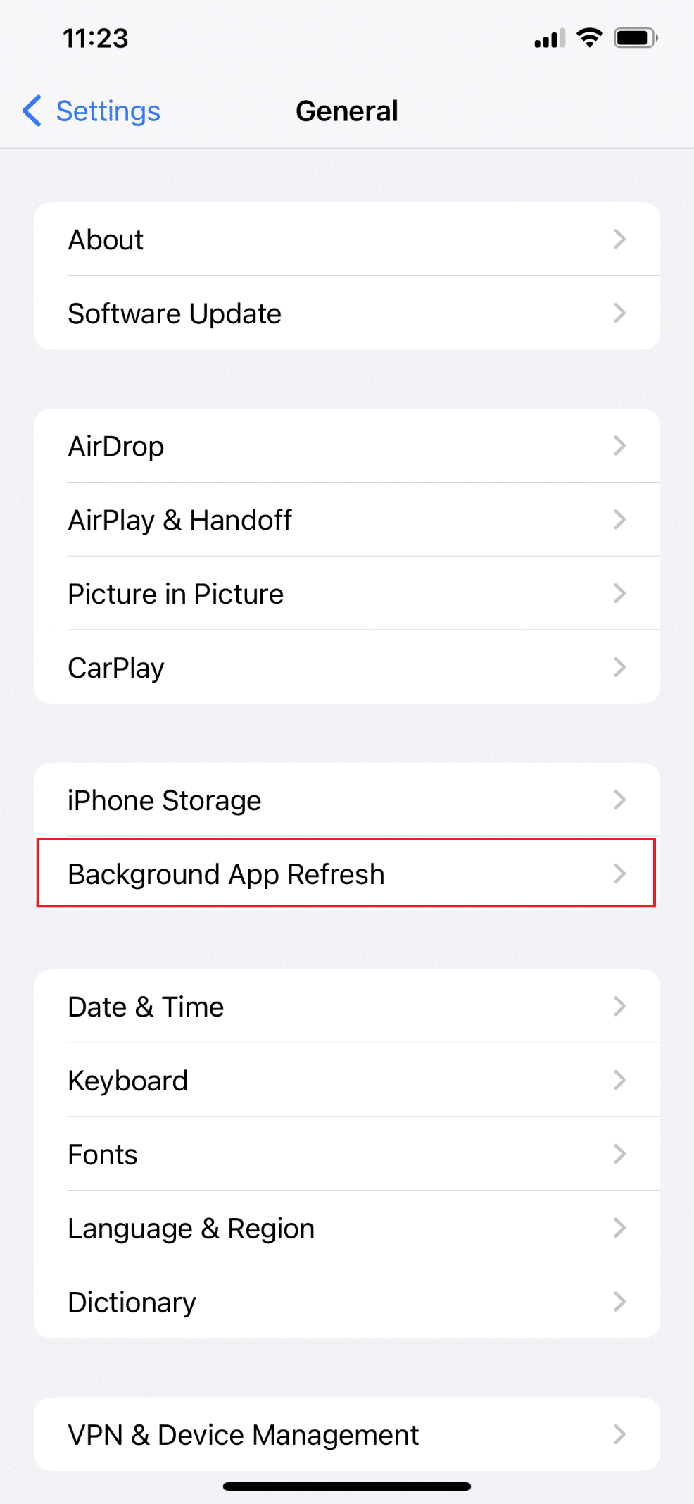 Tippen Sie auf App-Aktualisierung im Hintergrund. Die 7 wichtigsten Fixes für die Hintergrund-App-Aktualisierung, die auf dem iPhone nicht funktioniert