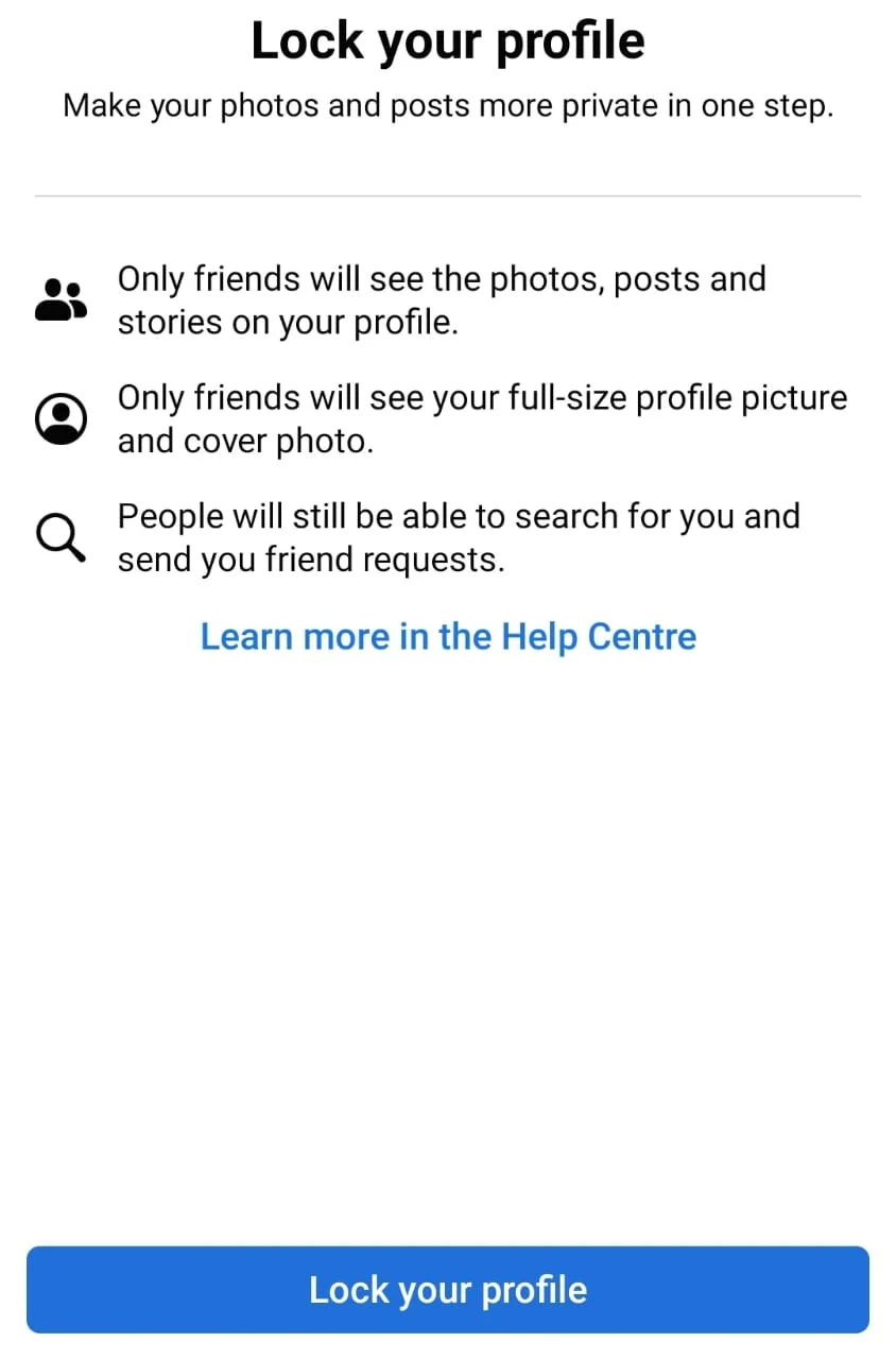 Facebook Profil Kilitleme Seçeneği