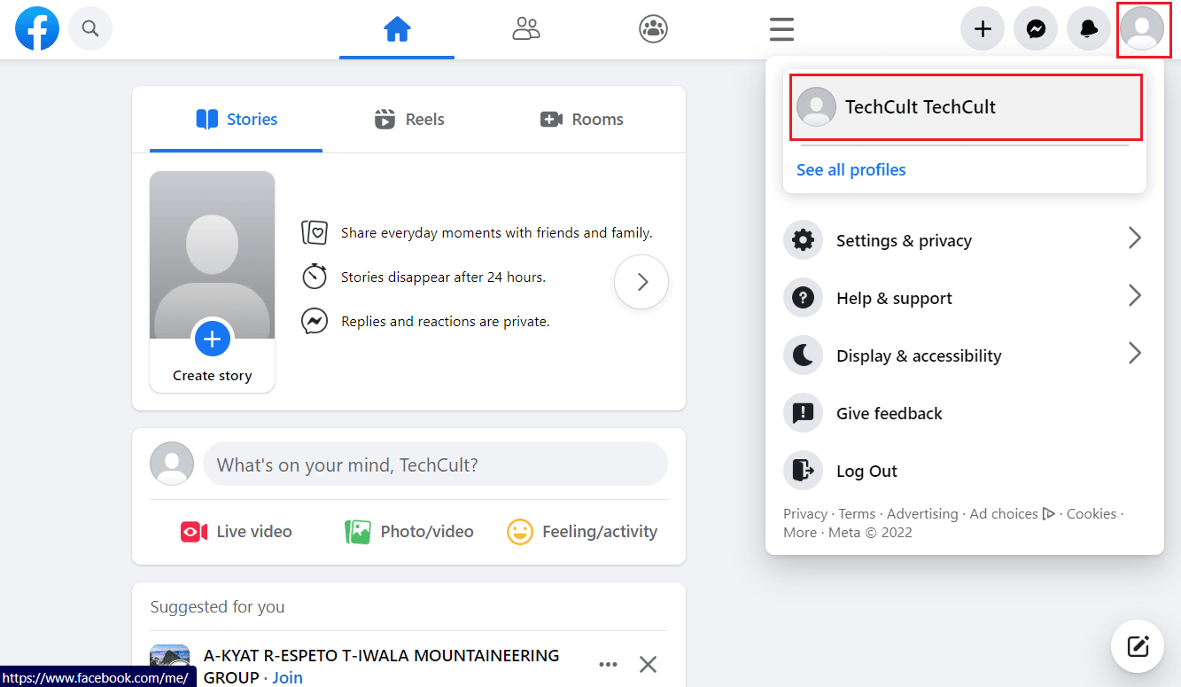Oturum açtıktan sonra, Profil resmi simgenize tıklayın - Profil adı