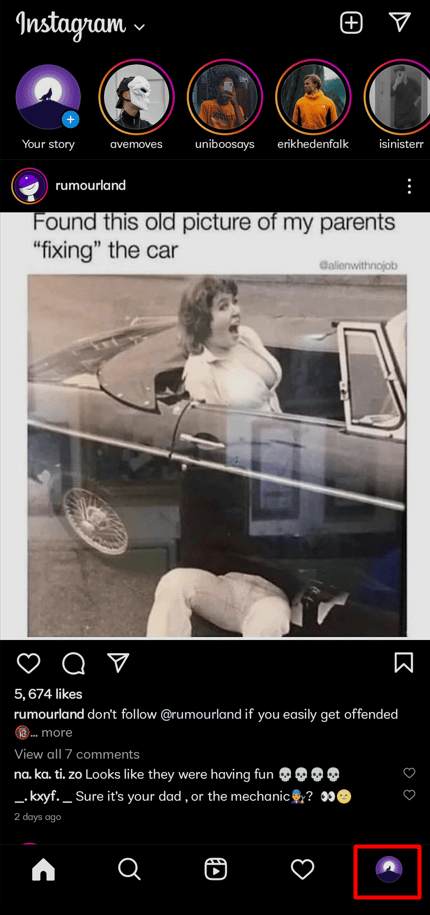 Tippen Sie auf Ihr Profilfoto.