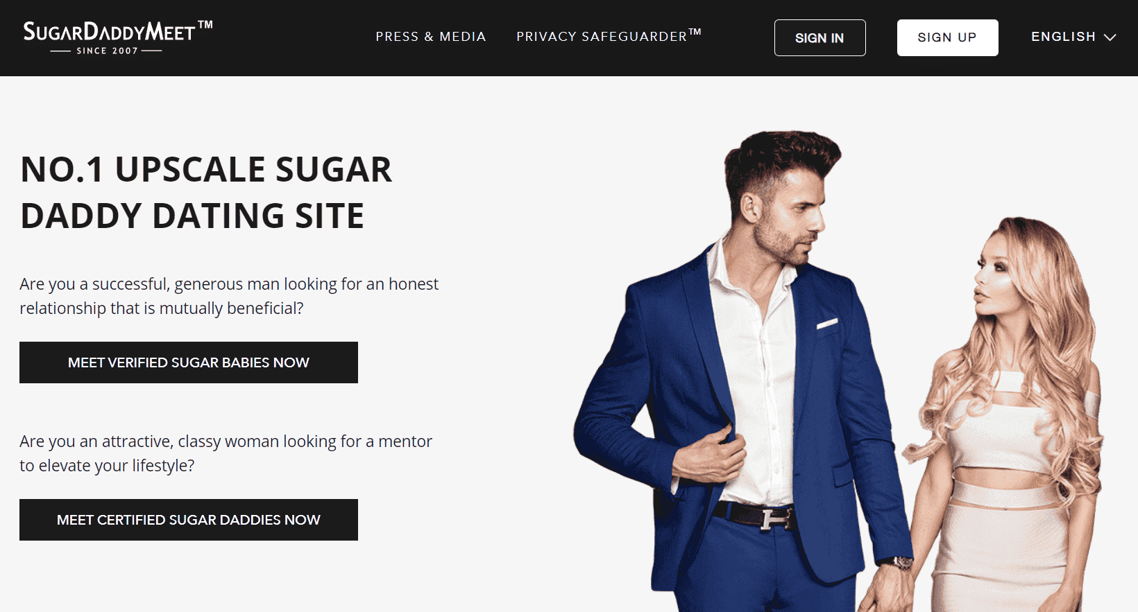 Page d'accueil du site SugarDaddyMeet
