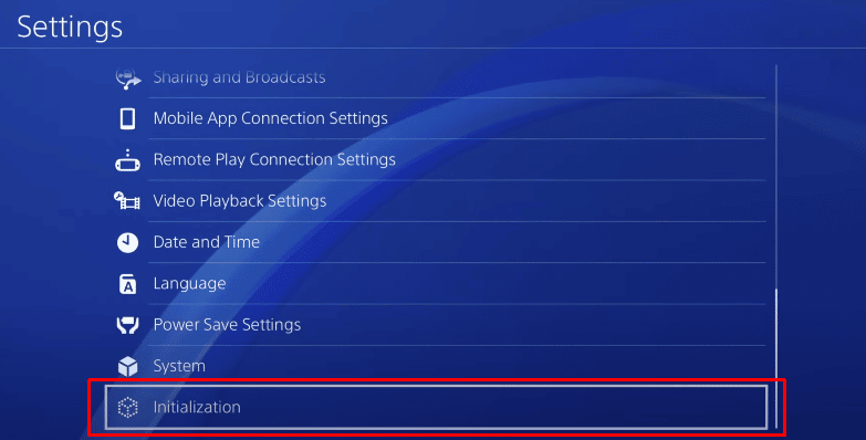 sélectionnez le paramètre d'initialisation. | Comment changer le contrôle parental sur PS4