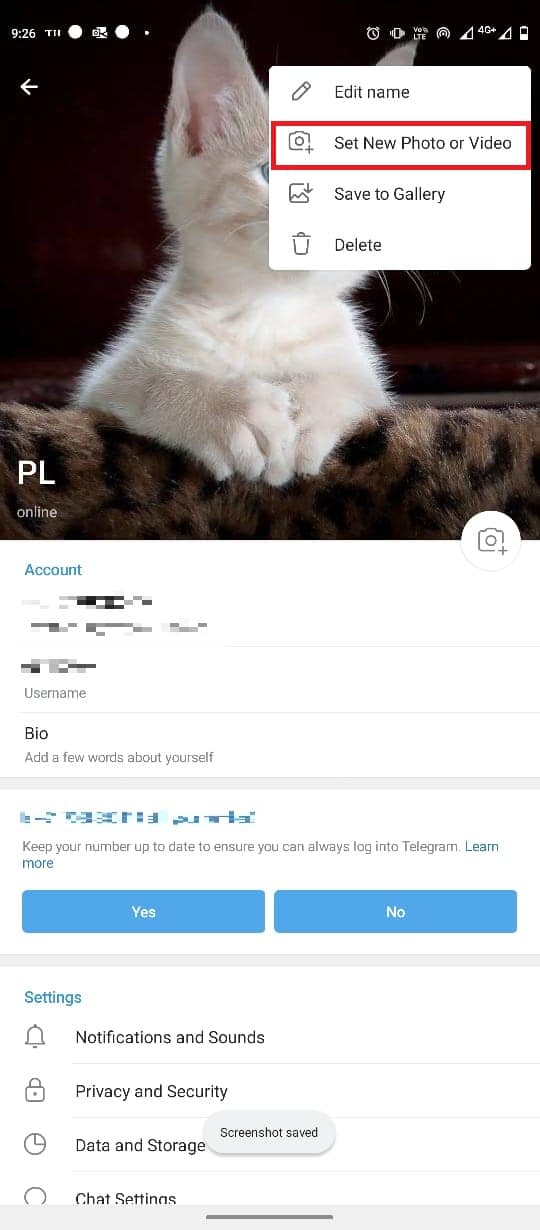 appuyez sur Définir une nouvelle photo ou vidéo