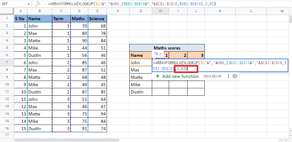 ARRAY FORMULA を閉じるには、もう一度ブラケットを閉じます
