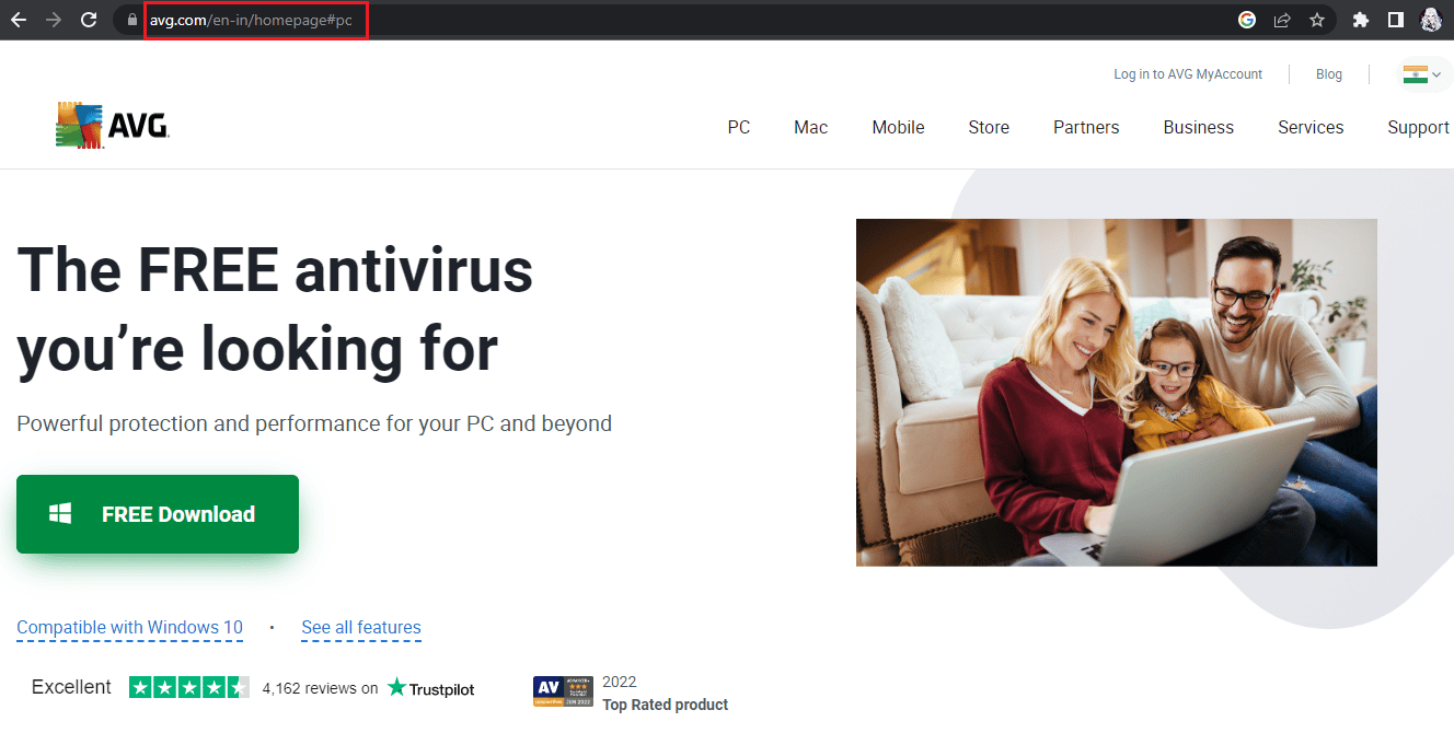 Pagina iniziale di AVG Antivirus Free