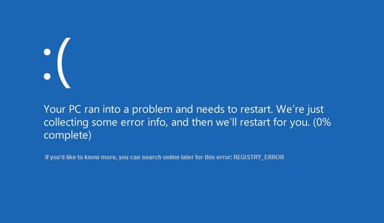 Correggi gli errori della schermata blu REGISTRY_ERROR