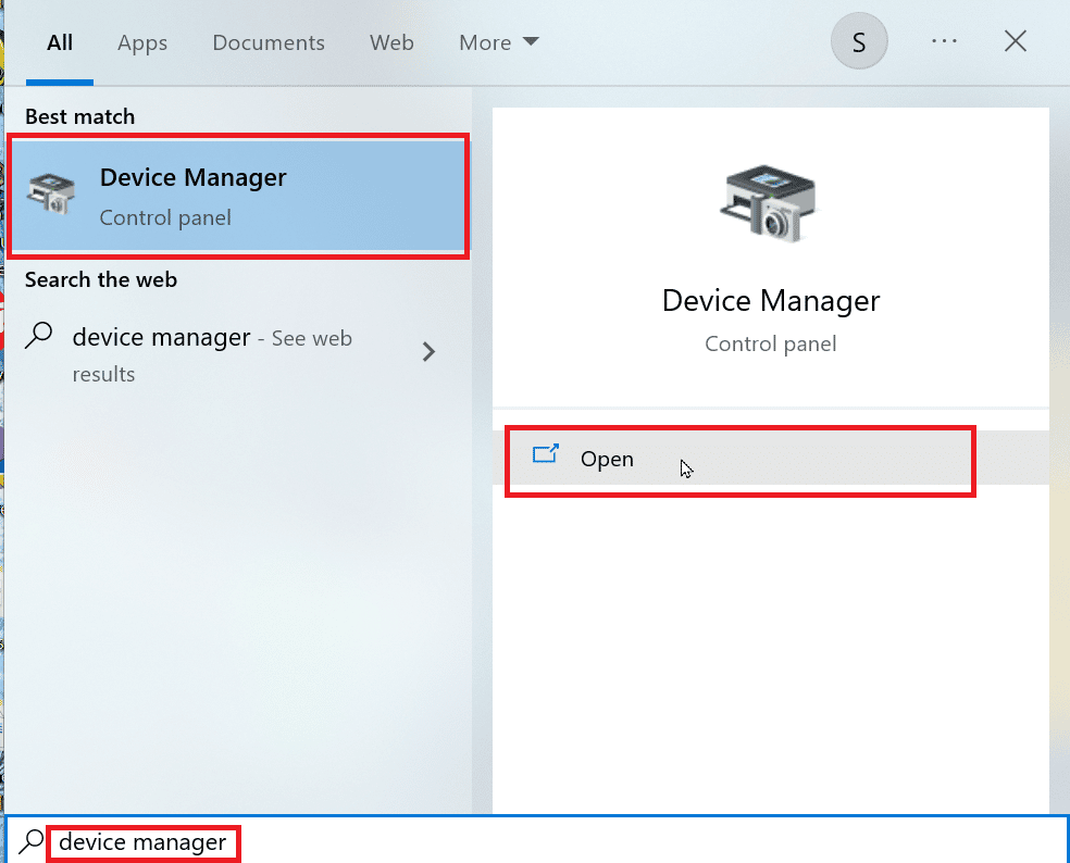 aygıt yöneticisini açın. Düzeltme Microsoft IPP Sınıfı Sürücü Renk Yok, Yalnızca Gri Tonlama Sunuyor