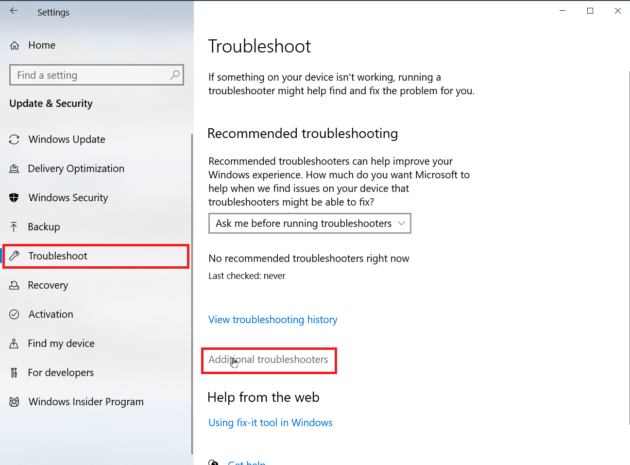 sorun giderme bölmesinde Ek sorun gidericiye tıklayın. Düzeltme Microsoft IPP Sınıfı Sürücü Renk Yok, Yalnızca Gri Tonlama Sunuyor