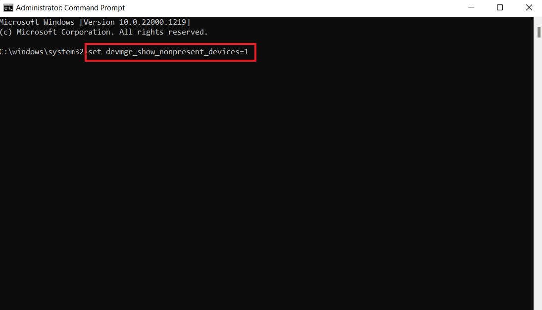 ป้อน set devmgr_show_nonpresent_devices=1