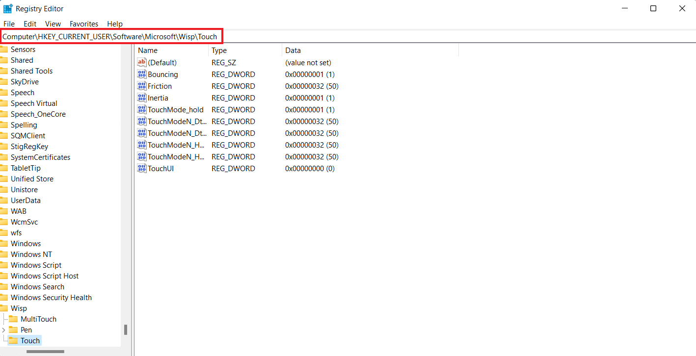 โฟลเดอร์คีย์ Microsoft Wisp Touch