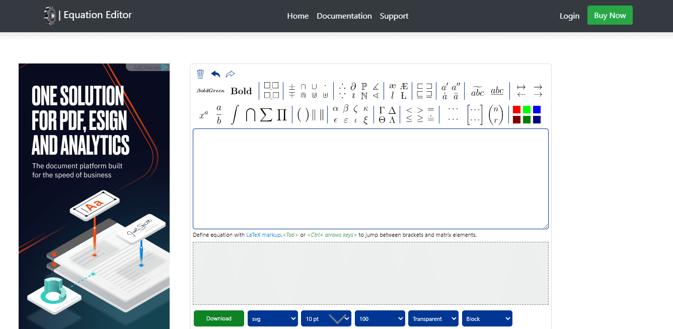 CODECOGS çevrimiçi denklem düzenleyicisi