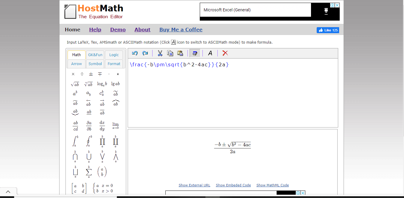 HostMath denklem düzenleyici