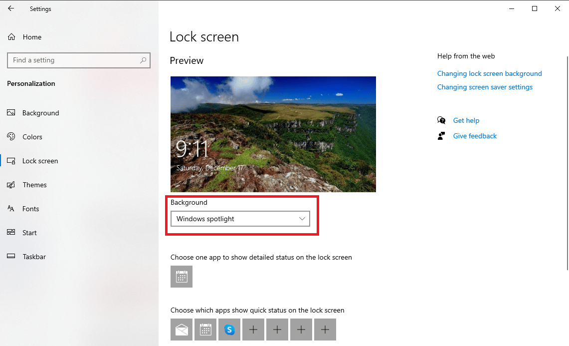 selecione o destaque do Windows