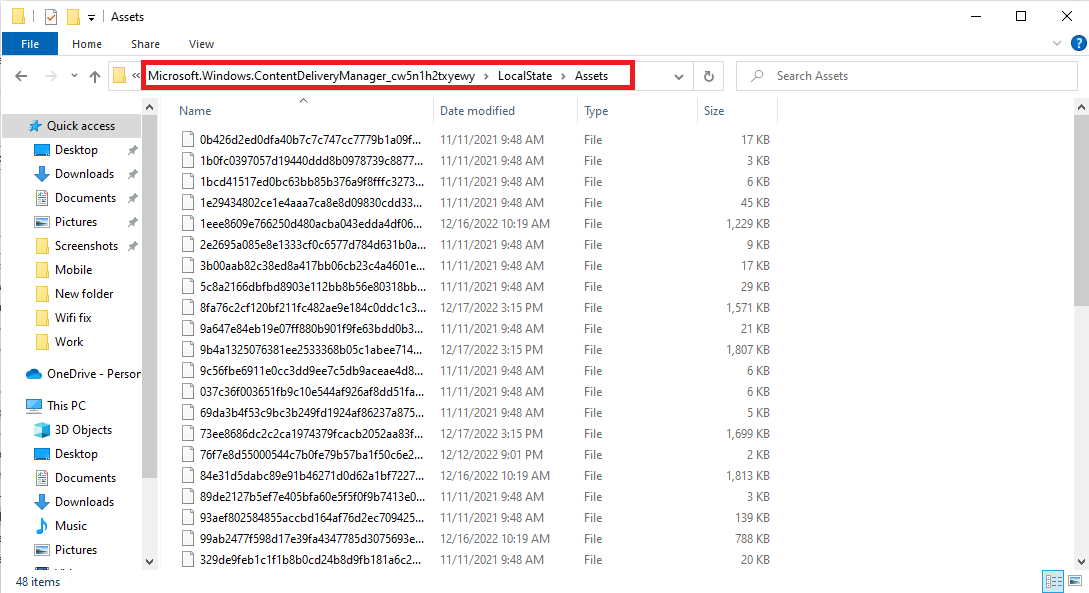 navegue até a pasta de chaves LocalState Assets