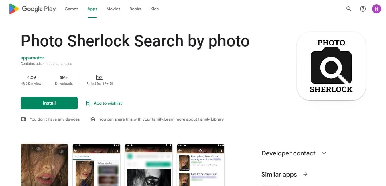 Foto Sherlock Play Store