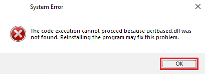 ucrtbase-dll-mensaje de error de Windows