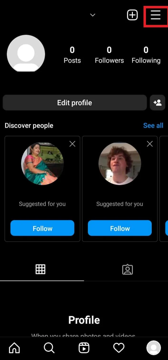 buka menu hamburger | ubah kata sandi di Instagram
