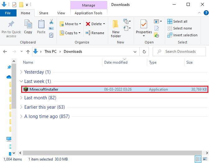My downloads に移動し、MinecraftInstaller セットアップ ファイルを実行します。