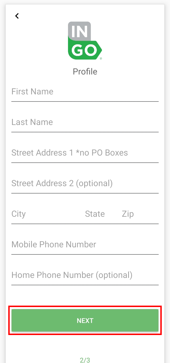Introduceți numele, e-mailul, adresa, orașul, codul poștal și numărul de telefon și atingeți butonul URMATOR.