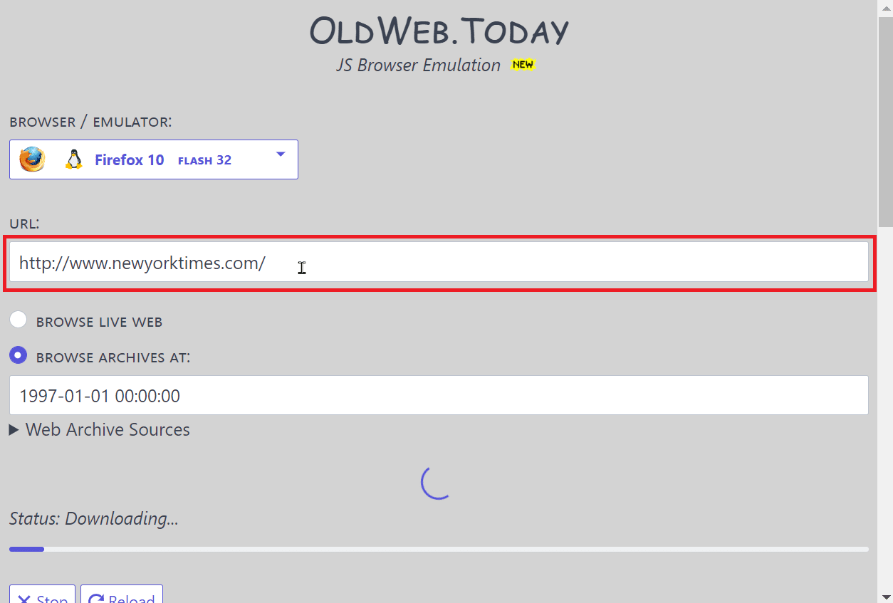 insira um URL
