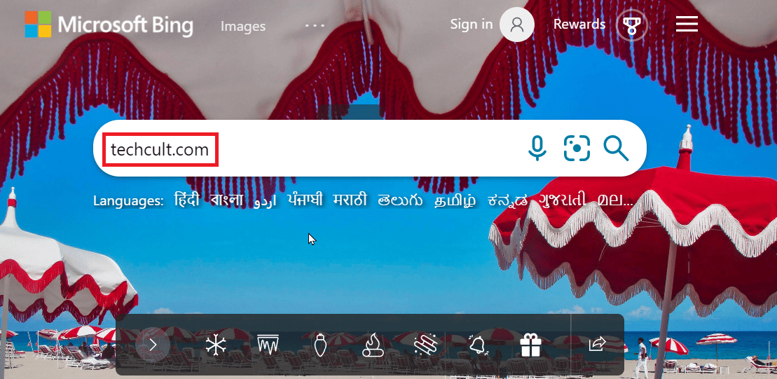 procurar um site no bing
